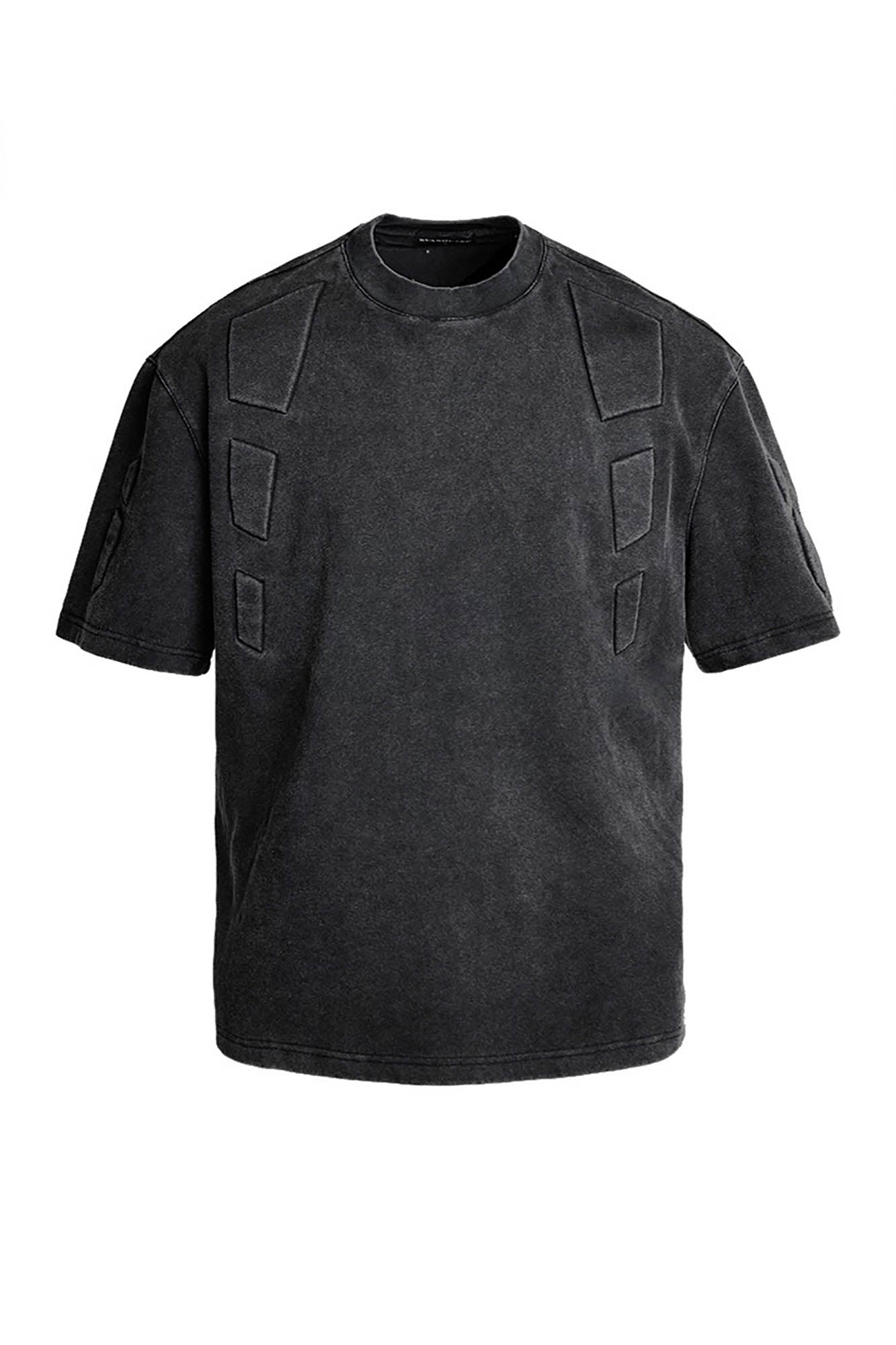 SSIN7 Armored Padded-Panel Washed T-Shirt-T Shirt-S-Free Shipping Leatheretro