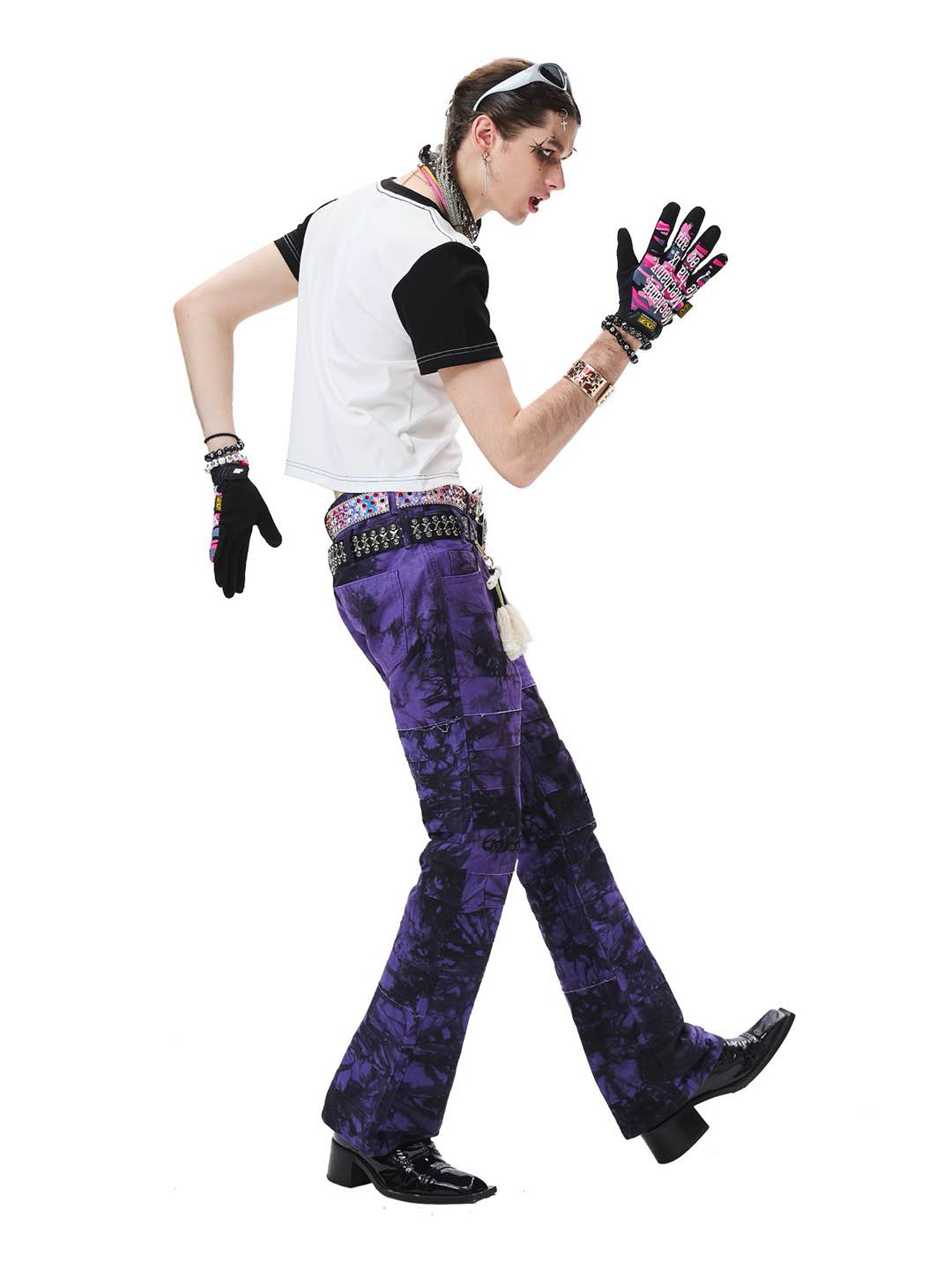 ERISSTOFF Tie-Dye Dual-Waist Flared Jeans-Jeans-S / 29"-Free Shipping Leatheretro