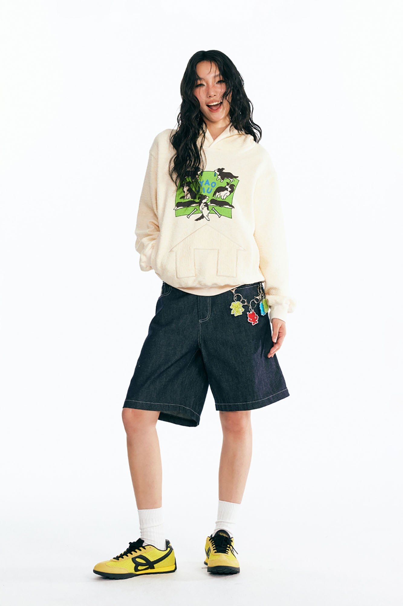 1997 POSTOFFICE Puppy Paradise Graphic Oversized Hoodie-Hoodie-S-Beige-Free Shipping Leatheretro