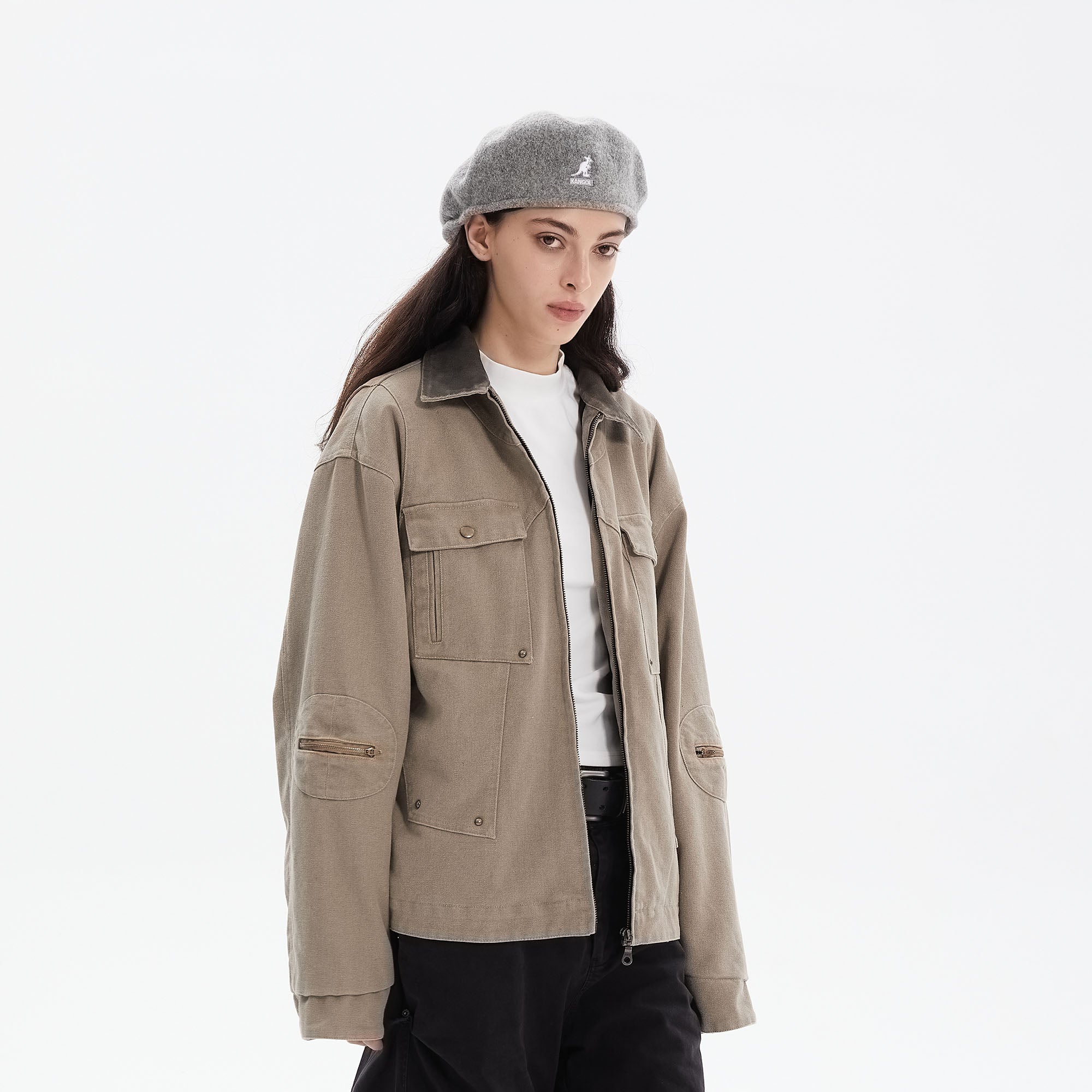 ERROR CODE ROBOT Contrast Collar Workwear Jacket-Jacket-S-Free Shipping Leatheretro