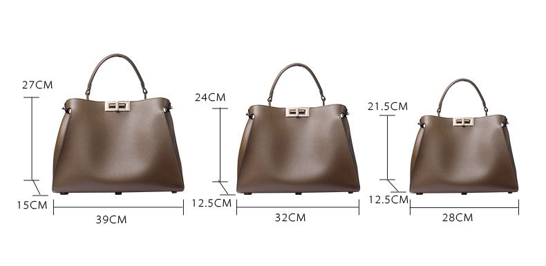 Genuine Leather Large Women’s Crossbody & Handbag-Handbags-Black King Size 39-Free Shipping Leatheretro