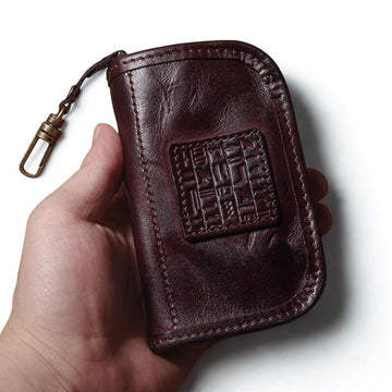 Vintage Luxury Genuine Leather Car Key Bag - Multipurpose Wallet Card Holder-Key Organizer-Dark Coffee-Free Shipping Leatheretro