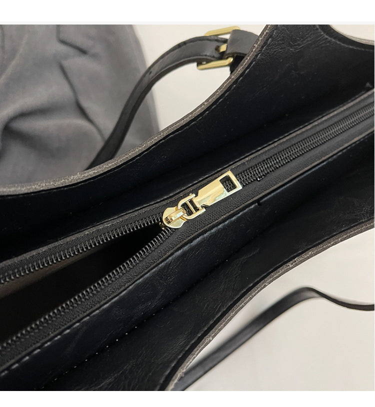 Vintage Soft Faux Leather Tote Bag for Women-Black with pendant.-Free Shipping Leatheretro