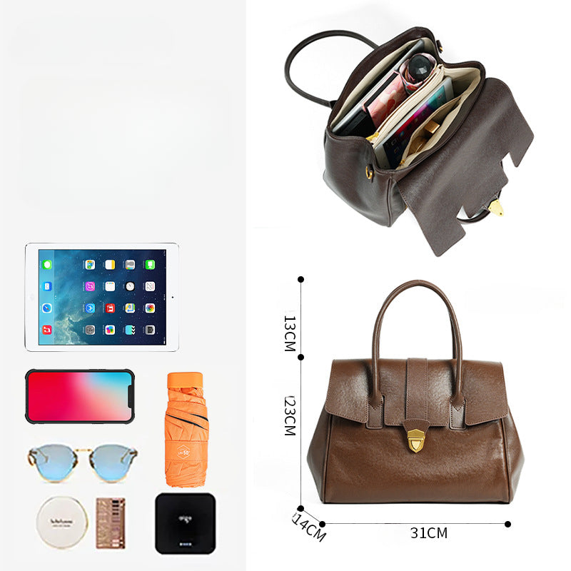 Premium Full-Grain Vegetable-Tanned Leather Briefcase-Handbags-black-Free Shipping Leatheretro