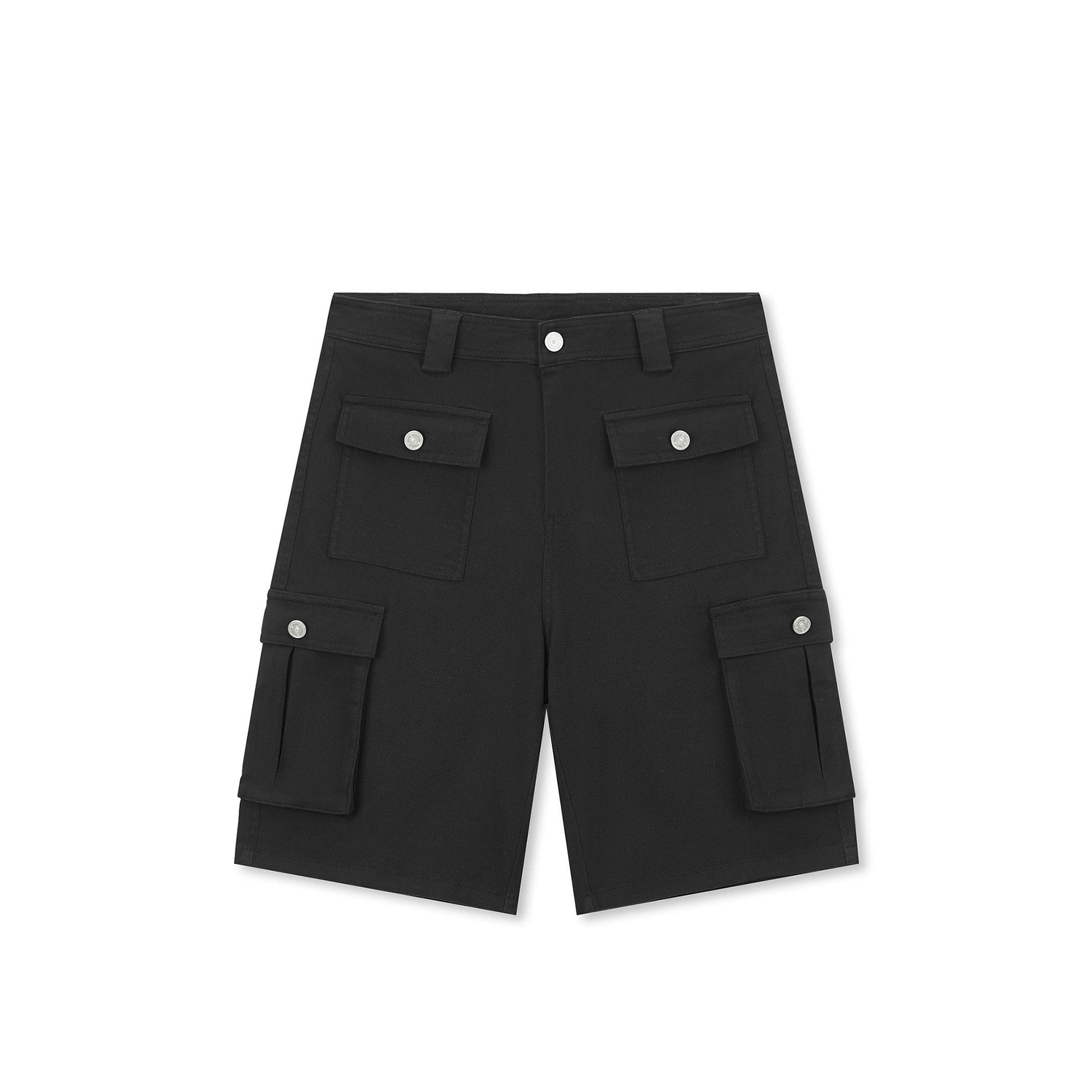 BONELESS Multi-Pocket Embroidered Patchwork Straight-Leg Shorts-Shorts-S-Free Shipping Leatheretro