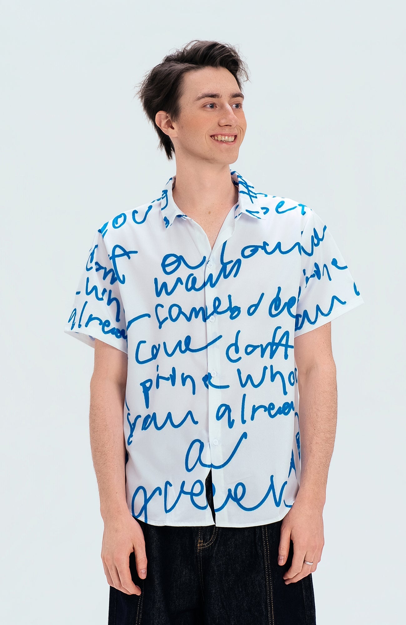 WIID All-Over Letter Cuban Half Shirt-Half shirt-M (Preorder)-Free Shipping Leatheretro