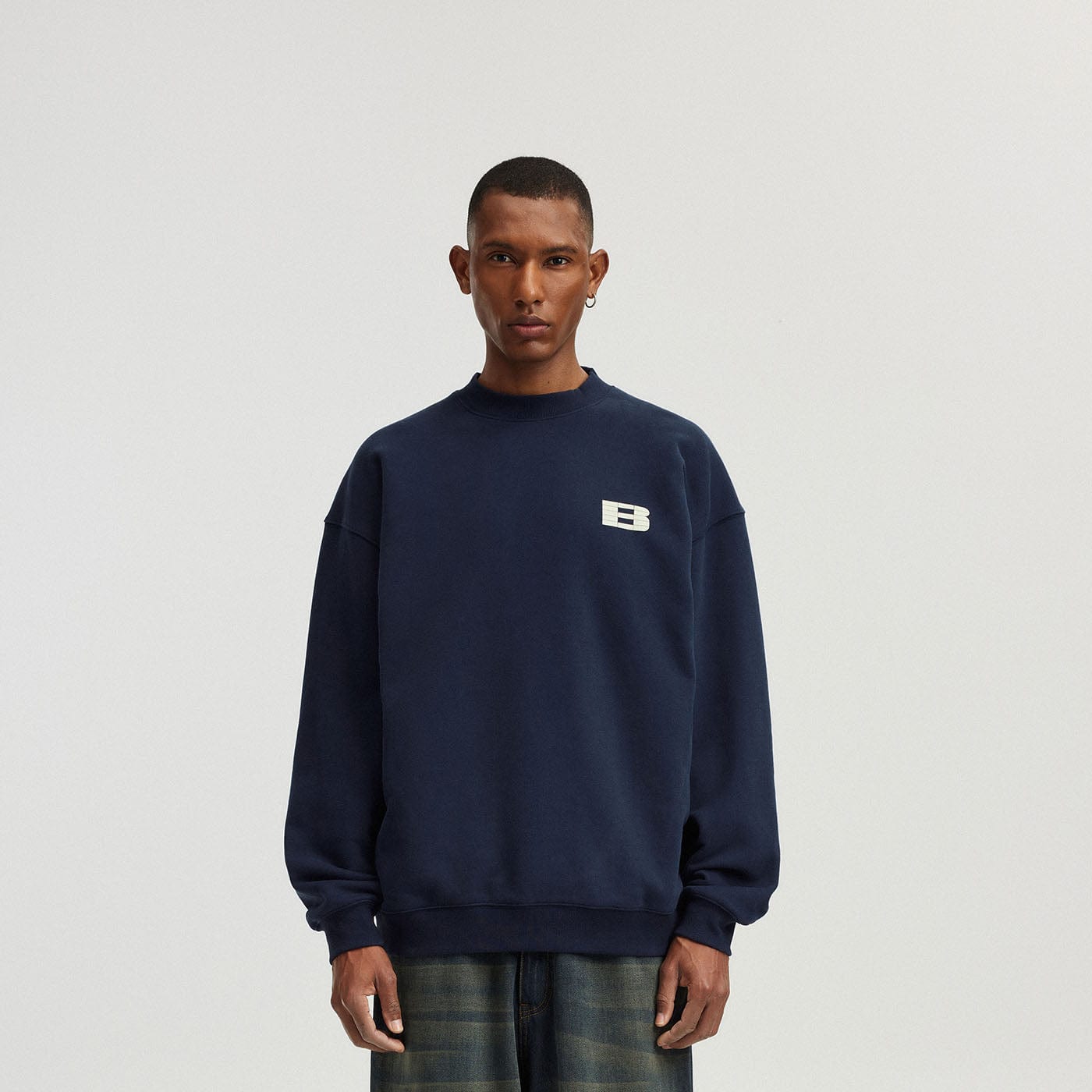 BONELESS Essential Plaid B LOGO Sweatshirt-Sweatshirt-S-Apricot-Free Shipping Leatheretro