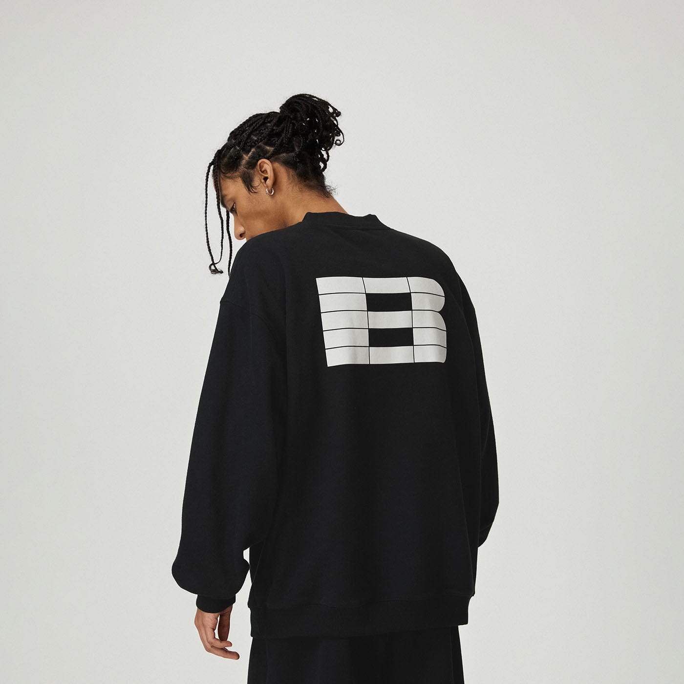 BONELESS Essential Plaid B LOGO Sweatshirt-Sweatshirt-S-Apricot-Free Shipping Leatheretro
