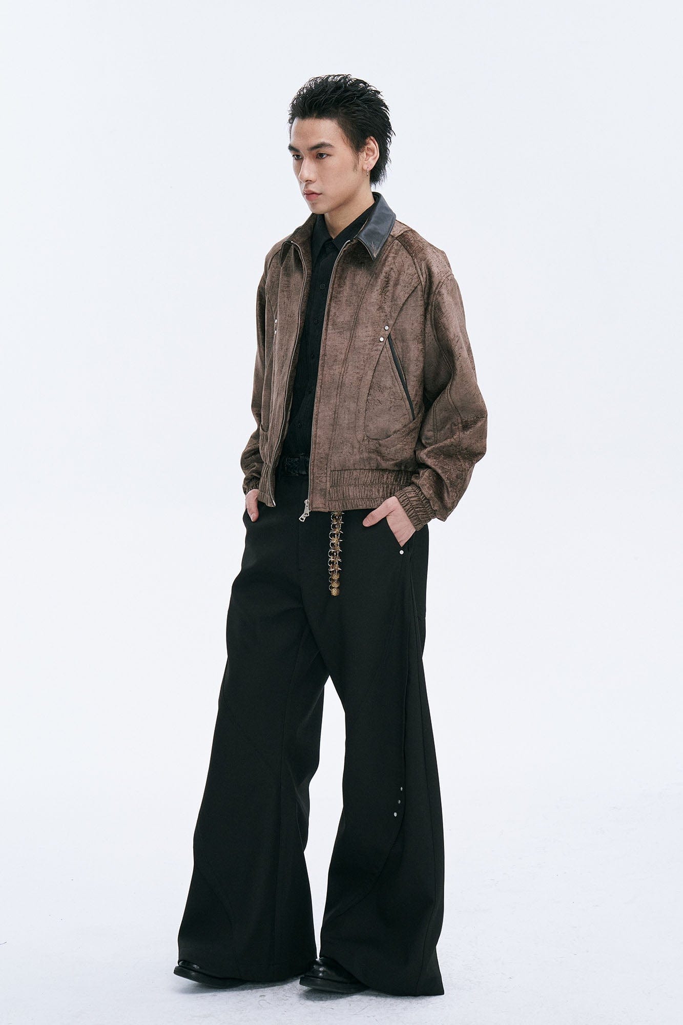 CATSSTAC Velvet Leather-Collar Elastic Jacket-Jacket-M-Gold-Free Shipping Leatheretro