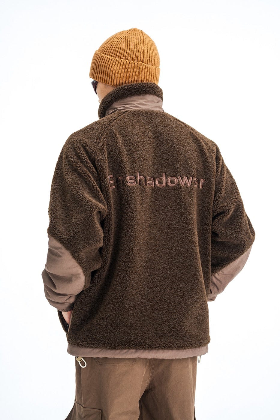 ENSHADOWER Spliced High-Collar Fleece Jacket-Jacket-S-Brown-Free Shipping Leatheretro