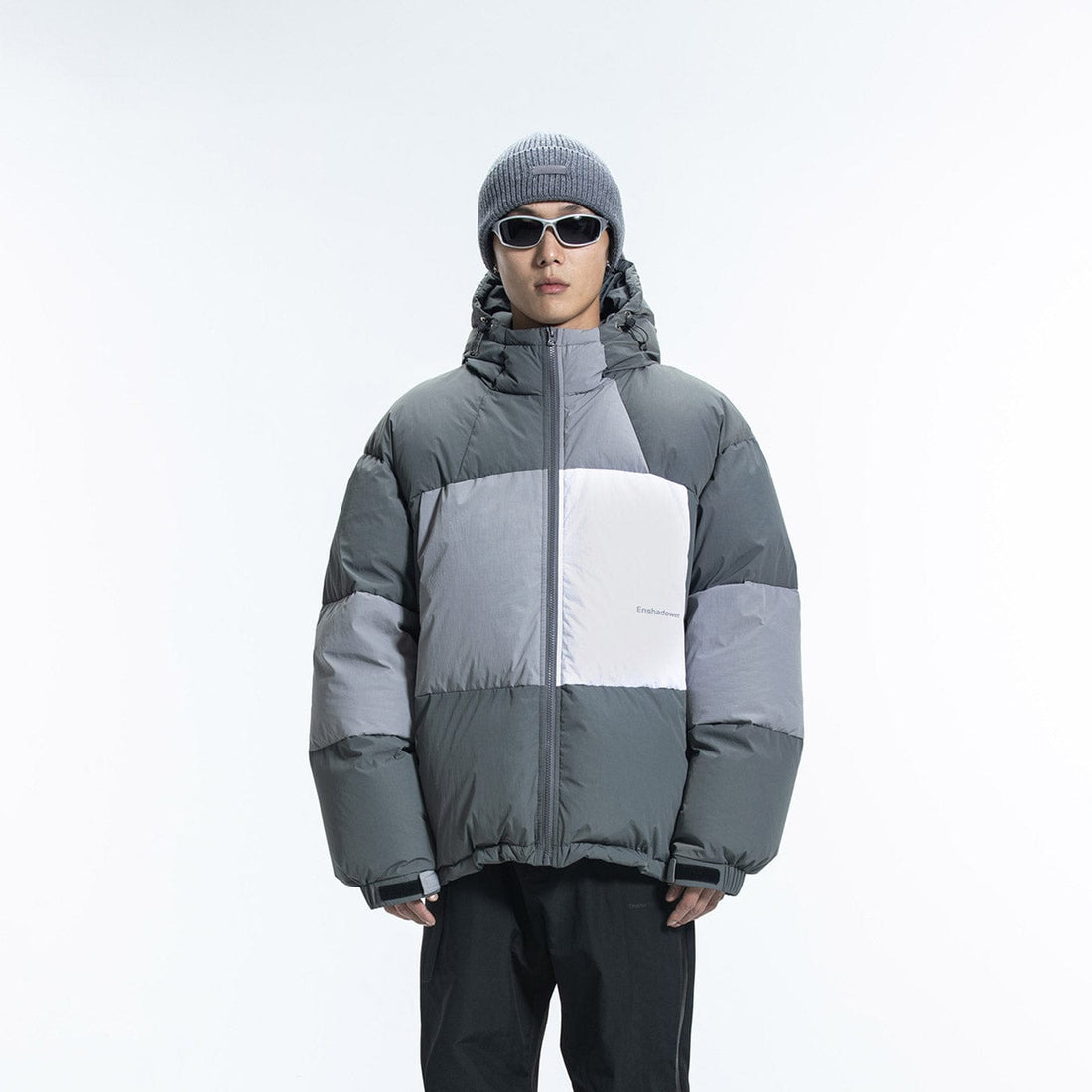 ENSHADOWER Patchwork Down Jacket-Jacket-S-Grey-Free Shipping Leatheretro