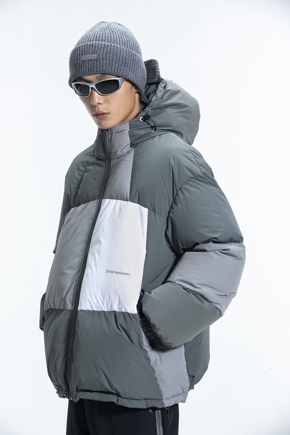 ENSHADOWER Patchwork Down Jacket-Jacket-S-Grey-Free Shipping Leatheretro