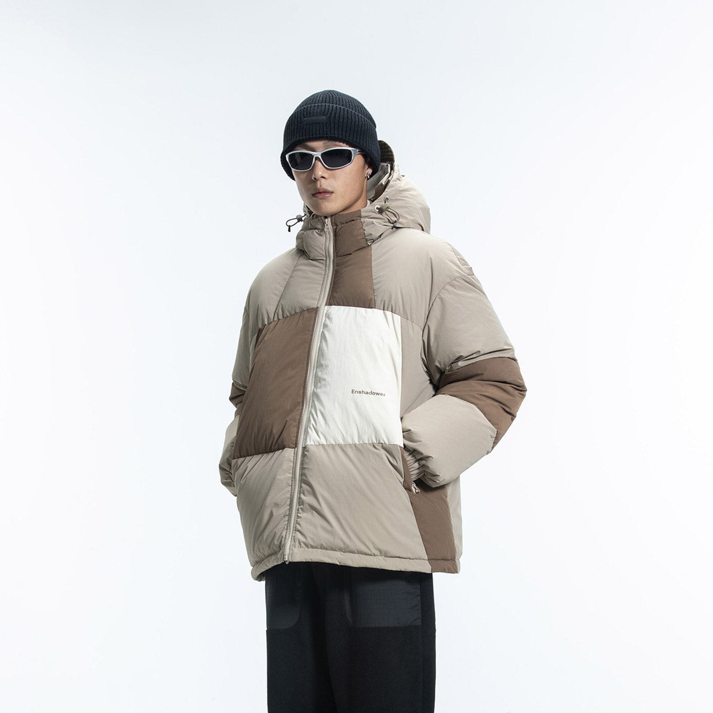 ENSHADOWER Patchwork Down Jacket-Jacket-S-Grey-Free Shipping Leatheretro