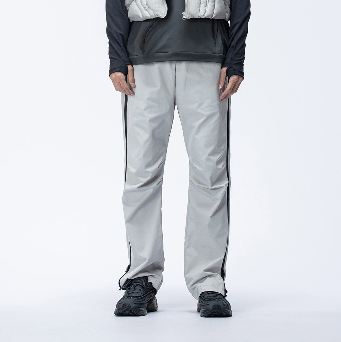 ENSHADOWER Side Zippers Crinkled Water-Proof Pants-Pants-S-Grey-Free Shipping Leatheretro