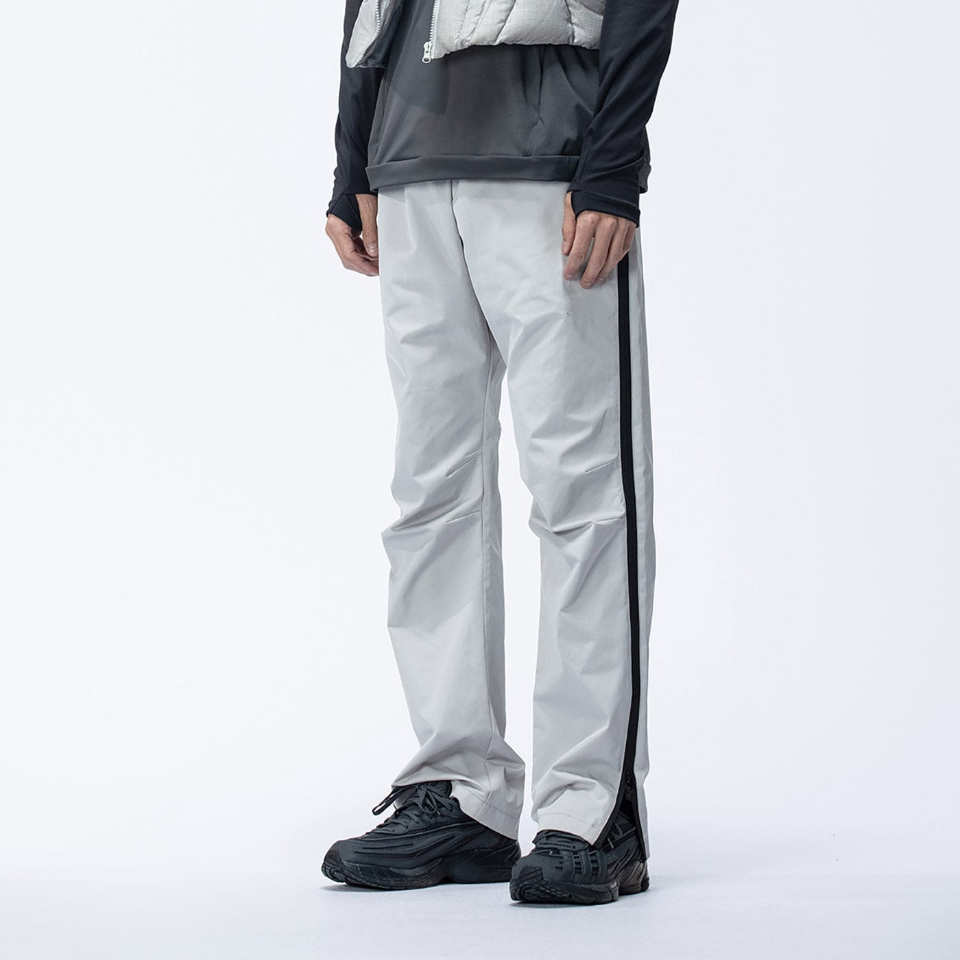 ENSHADOWER Side Zippers Crinkled Water-Proof Pants-Pants-S-Grey-Free Shipping Leatheretro