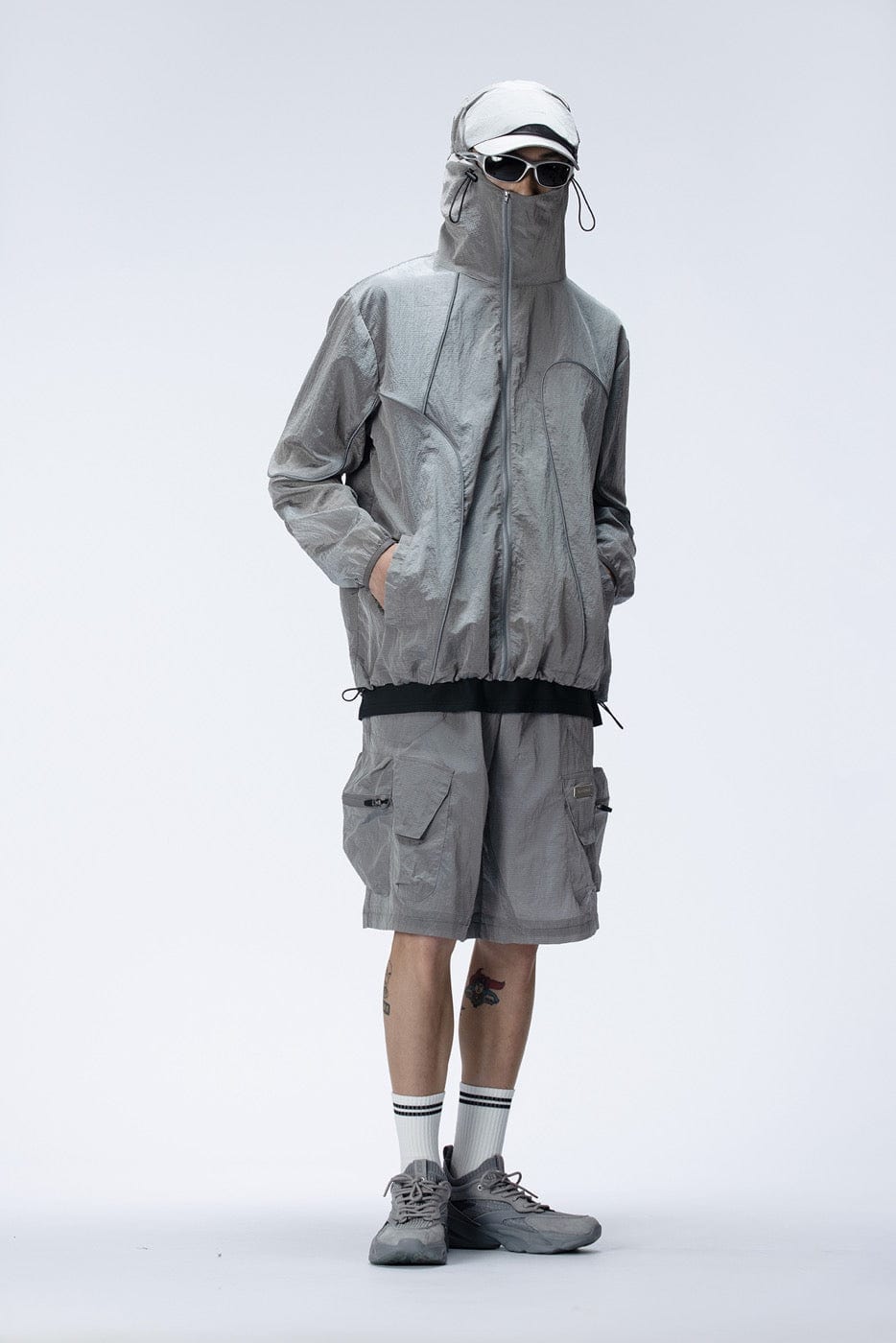 ENSHADOWER Reflective Stripes UV-Protection Crinkled Jacket-Jacket-S-Grey-Free Shipping Leatheretro