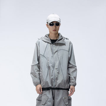 ENSHADOWER Reflective Stripes UV-Protection Crinkled Jacket-Jacket-S-Grey-Free Shipping Leatheretro