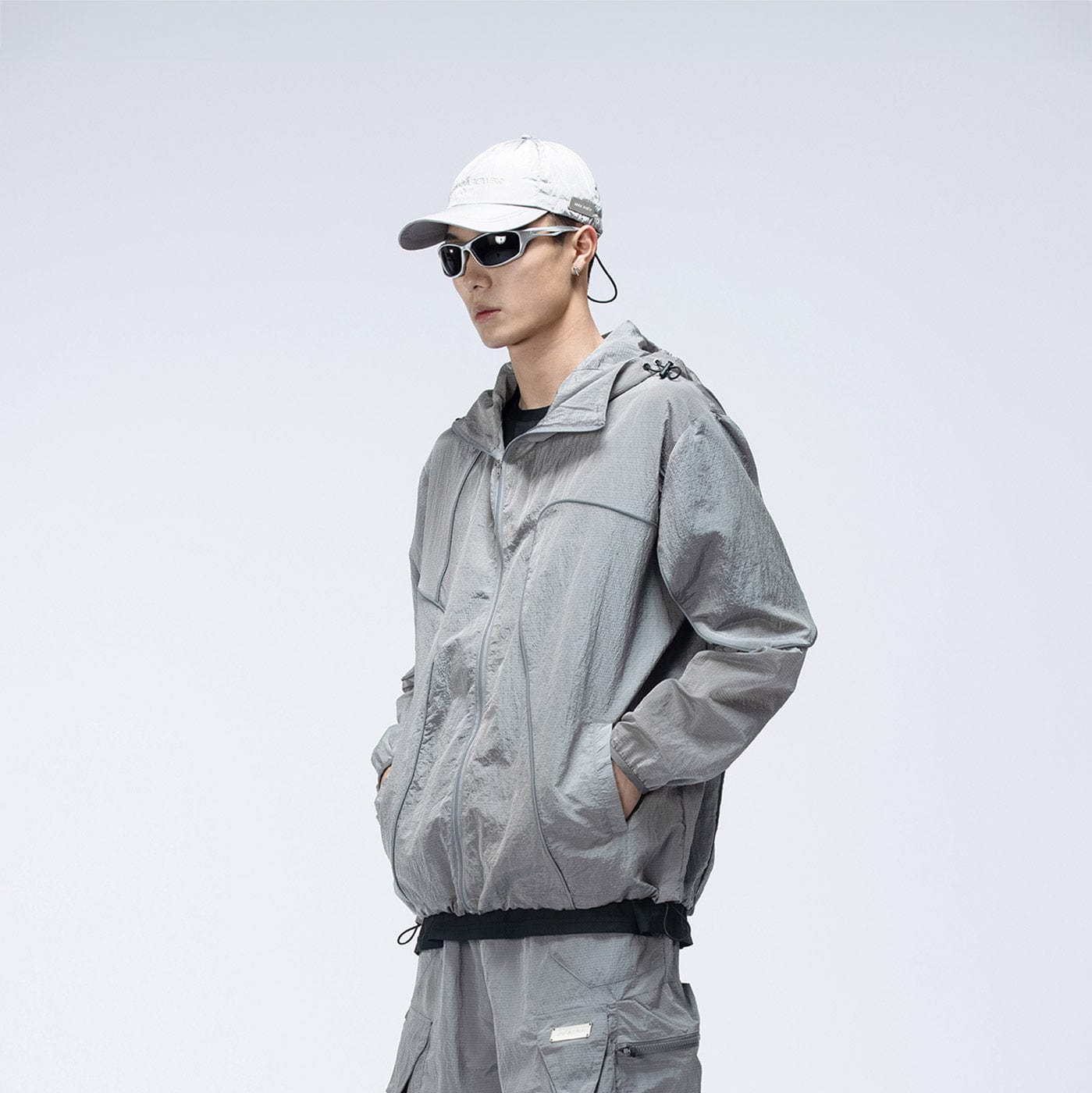 ENSHADOWER Reflective Stripes UV-Protection Crinkled Jacket-Jacket-S-Grey-Free Shipping Leatheretro