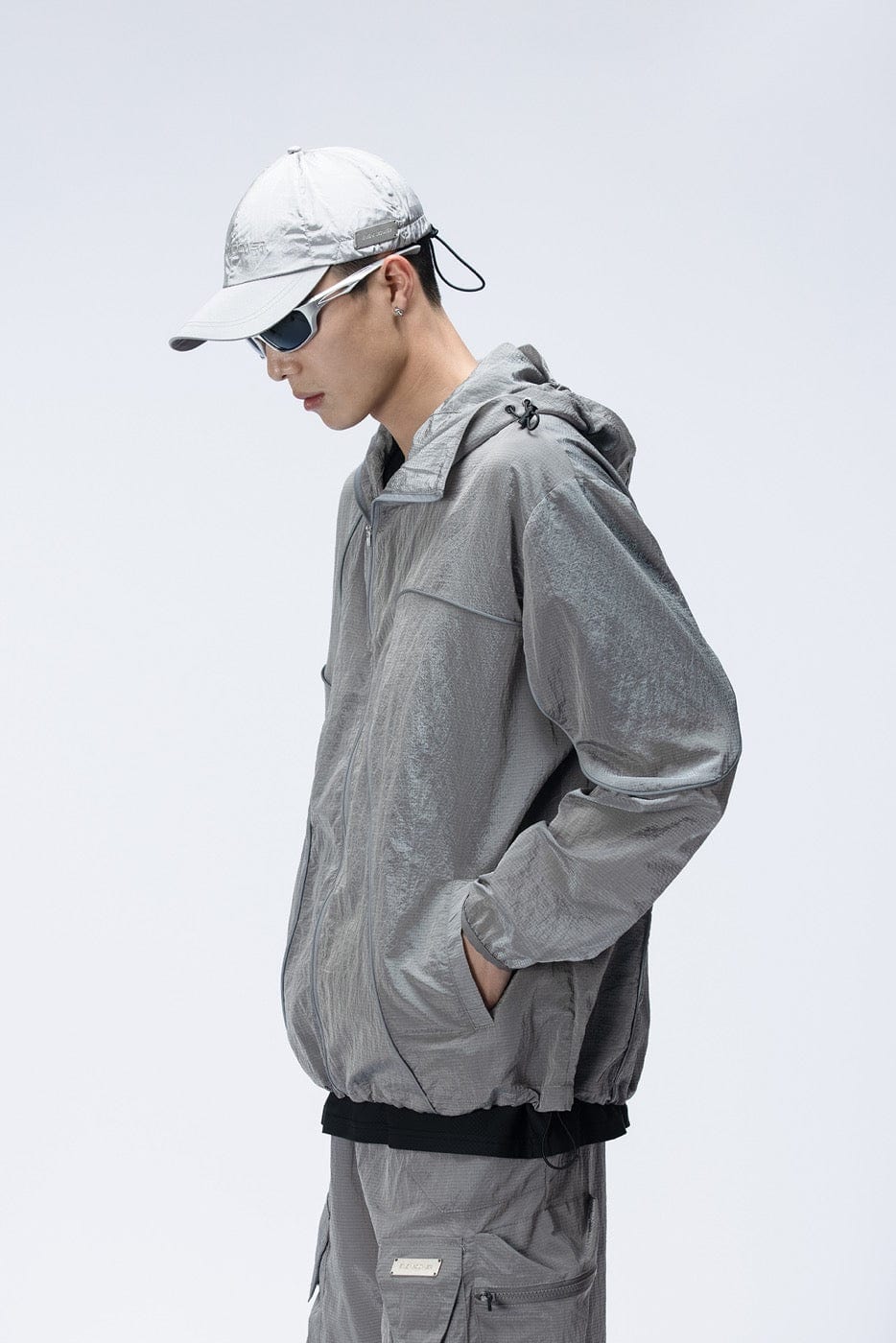 ENSHADOWER Reflective Stripes UV-Protection Crinkled Jacket-Jacket-S-Grey-Free Shipping Leatheretro