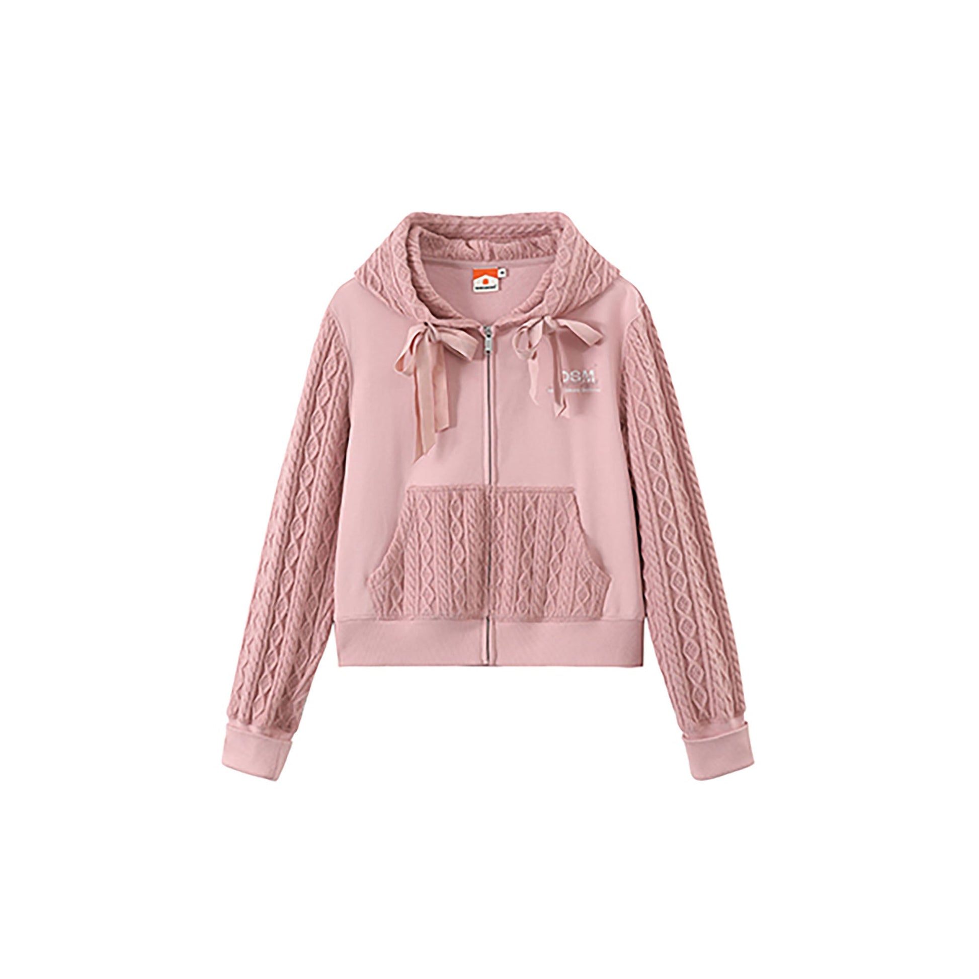 DONSMOKE Spliced Cable-Knit Zip-Up Hoodie-Hoodie-S-Black-Free Shipping Leatheretro