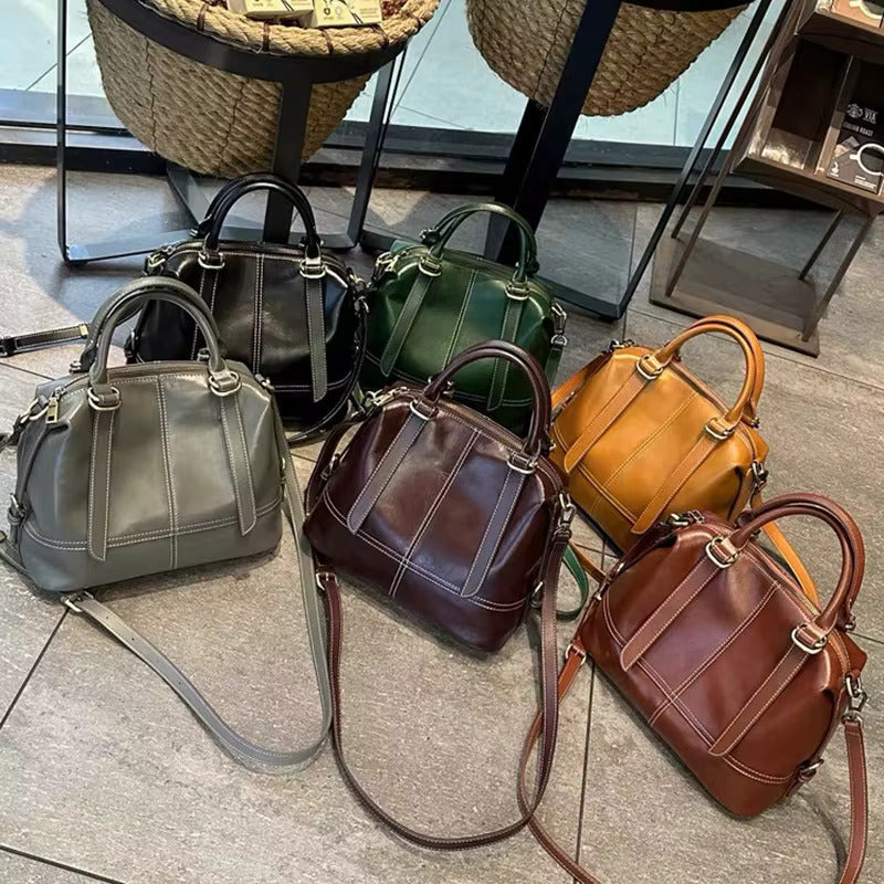 Vintage Genuine Cow Leather Women's Bag - Luxury Design Woman Handbag-Dark Brown-Free Shipping Leatheretro
