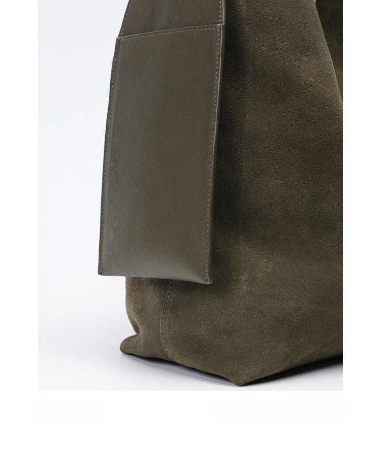 Designer Suede Tote Bag with Ear Hook-Green-Free Shipping Leatheretro