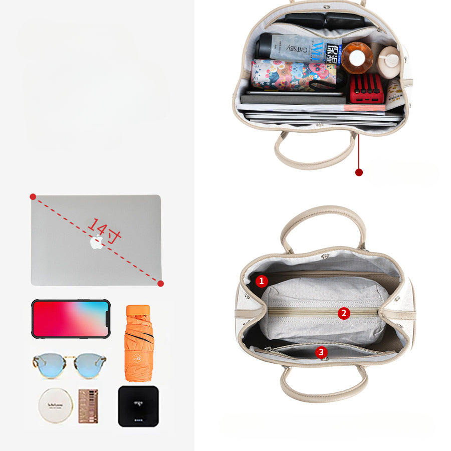 Women's Genuine Leather Tote Bag-Handbags-Khaki 30CM-Free Shipping Leatheretro