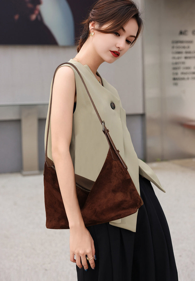 Classic Crossbody Hobo Bag – Genuine Top-Grain Vegetable-Tanned Leather-Shoulder Bags-Black (top layer vegetable tanned cowhide)-Free Shipping Leatheretro