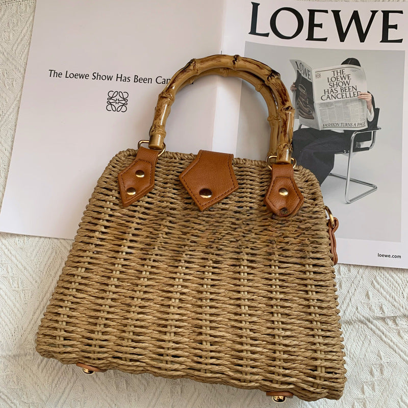 Handwoven Straw & Paper Rope Bag for Women-Khaki-Free Shipping Leatheretro