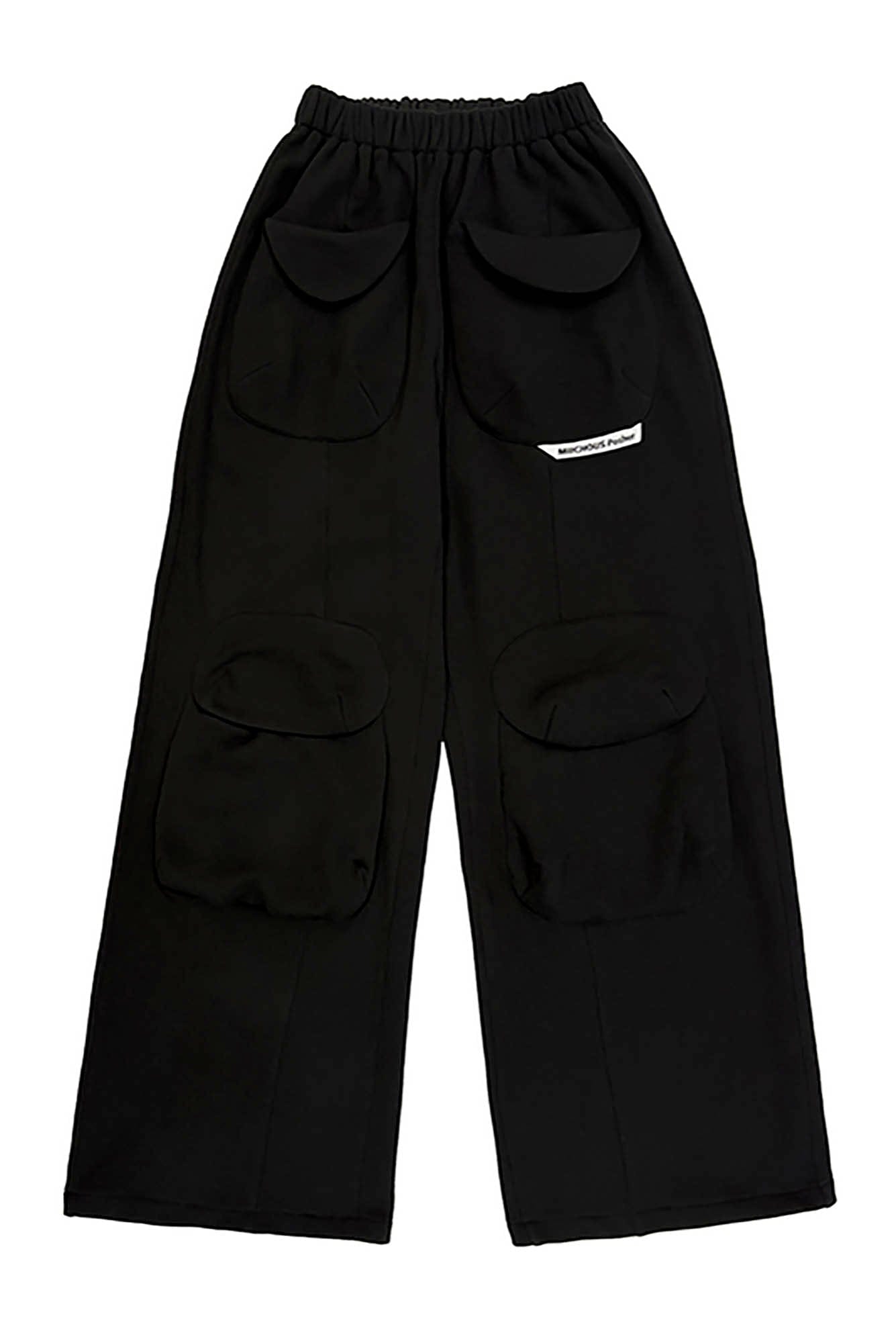 MIICHOUS Wide-Leg Cargo Sweatpants-Pants-S-Black-Free Shipping Leatheretro