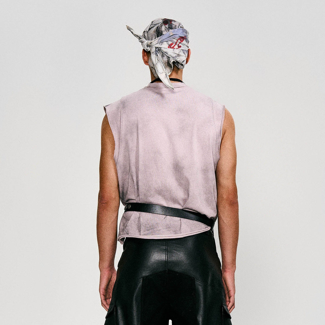 FLYERRER Distressed Cross Date-Print Sleeveless Tee-T Shirt-S-Free Shipping Leatheretro