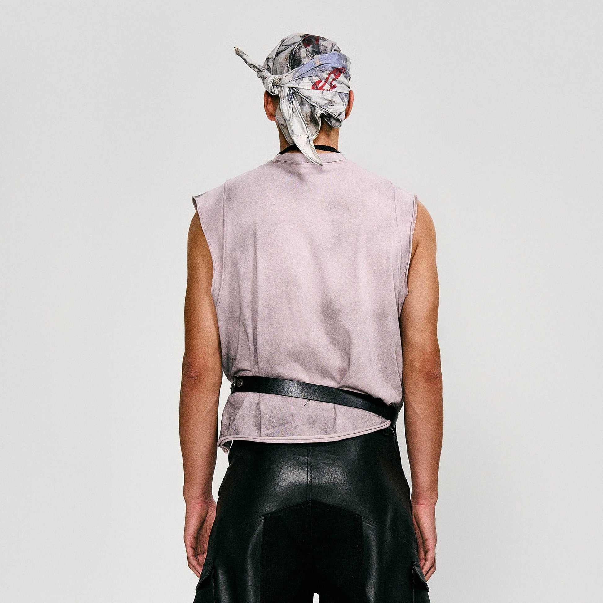 FLYERRER Distressed Cross Date-Print Sleeveless Tee-T Shirt-S-Free Shipping Leatheretro