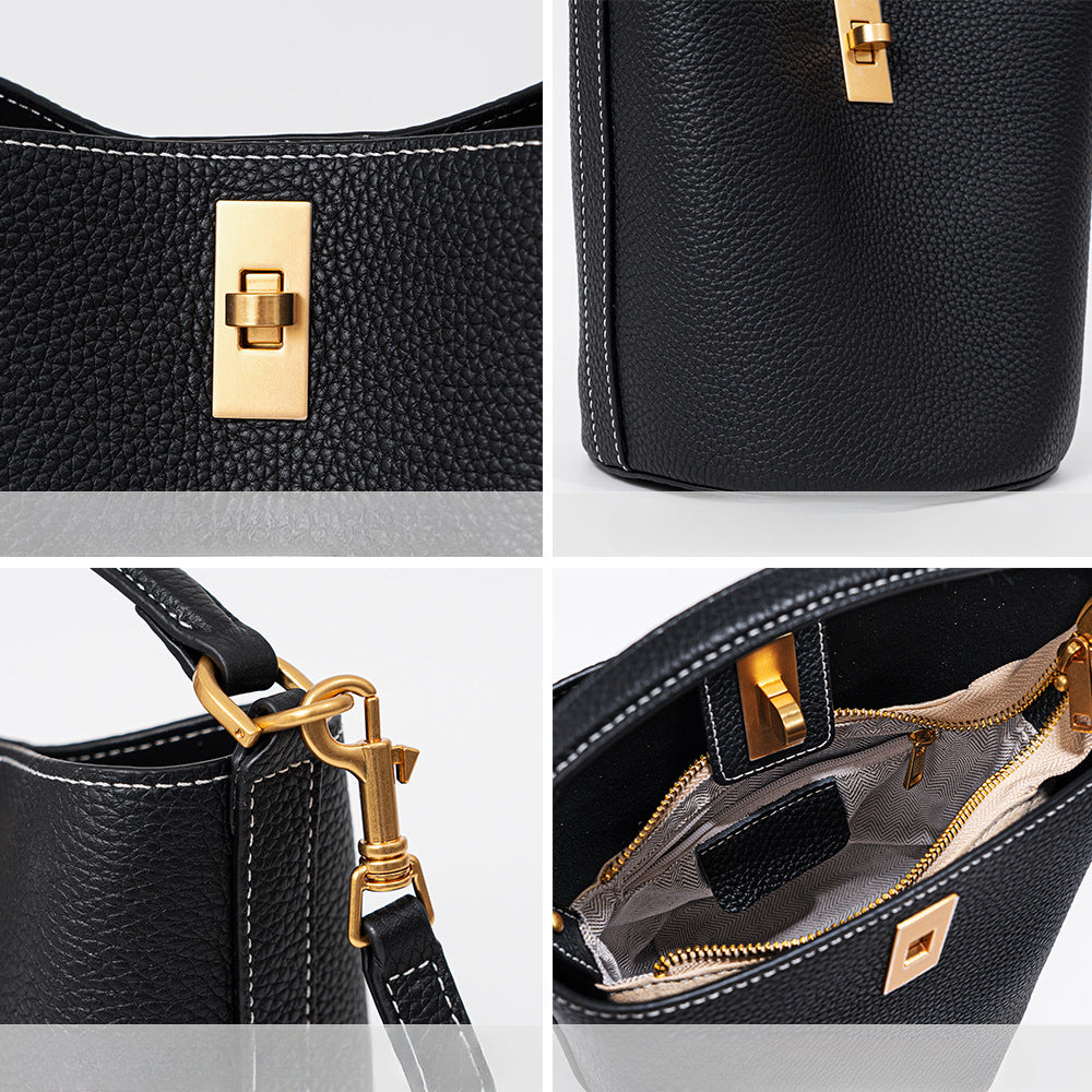 Stylish Large Capacity Bucket Bag –-Handbags-Black-Free Shipping Leatheretro