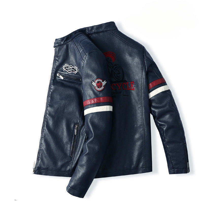 Men's Motorcycle Racing Faux Leather Jacket-red-EUR S-Free Shipping Leatheretro