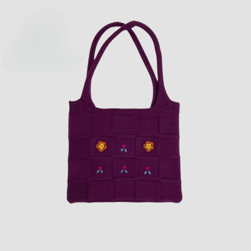 Forest Girl Style Handmade Crochet Knitted Shoulder Bags-Purple-Free Shipping Leatheretro