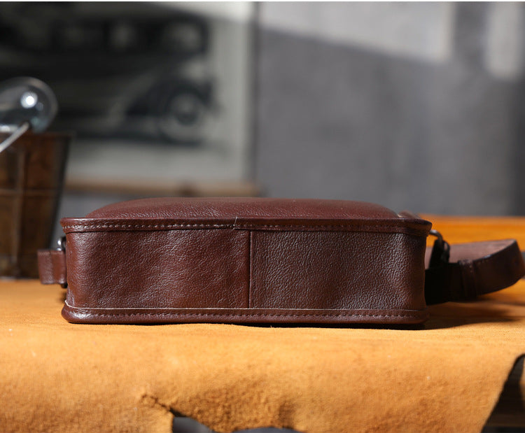 Men's Vintage Messenger Bag - Handmade Full-Grain Vegetable-Tanned Leather Messenger Bag-Messenger Bags-Coffee-Free Shipping Leatheretro