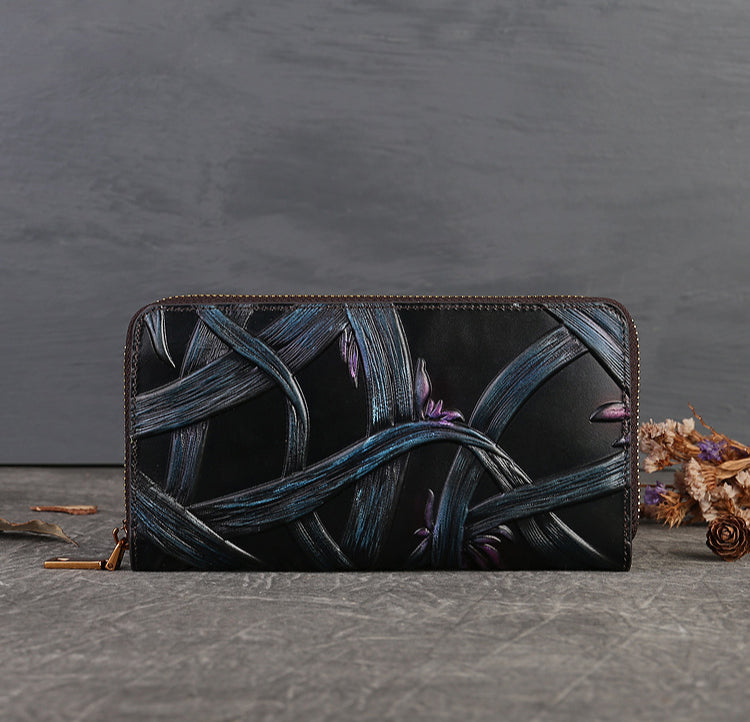 Vintage Embossed Leather Wallet-Leather Wallets-Green-Free Shipping Leatheretro