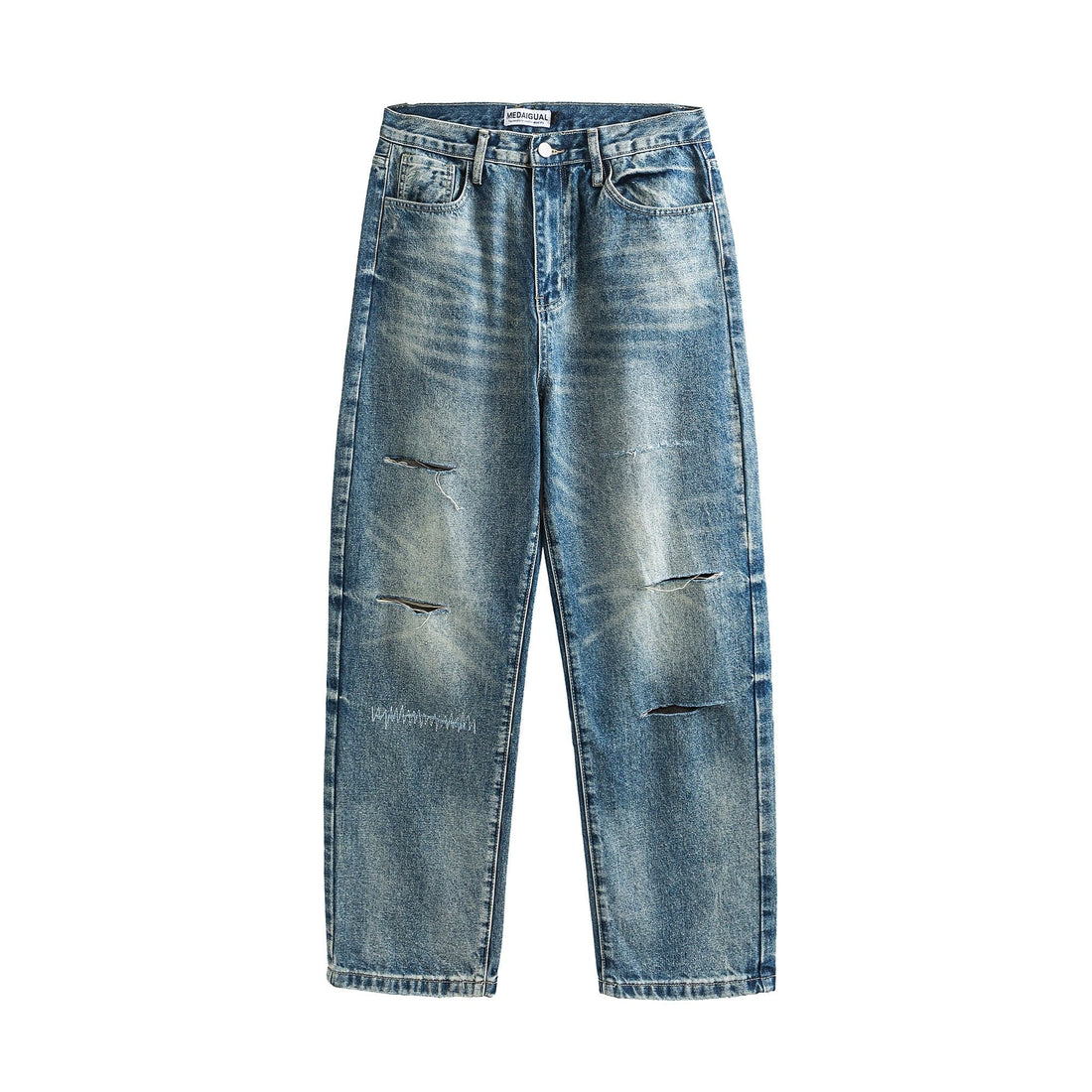 ME DA IGUAL Distressed Ripped Whisker Washed Jeans-Jeans-M-Free Shipping Leatheretro