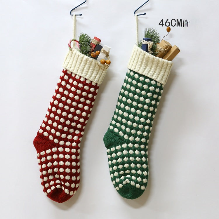 Dot Knitted Chiristmas Socks for Gift Bags 2pcs/One set-2pcs-Green-Free Shipping Leatheretro