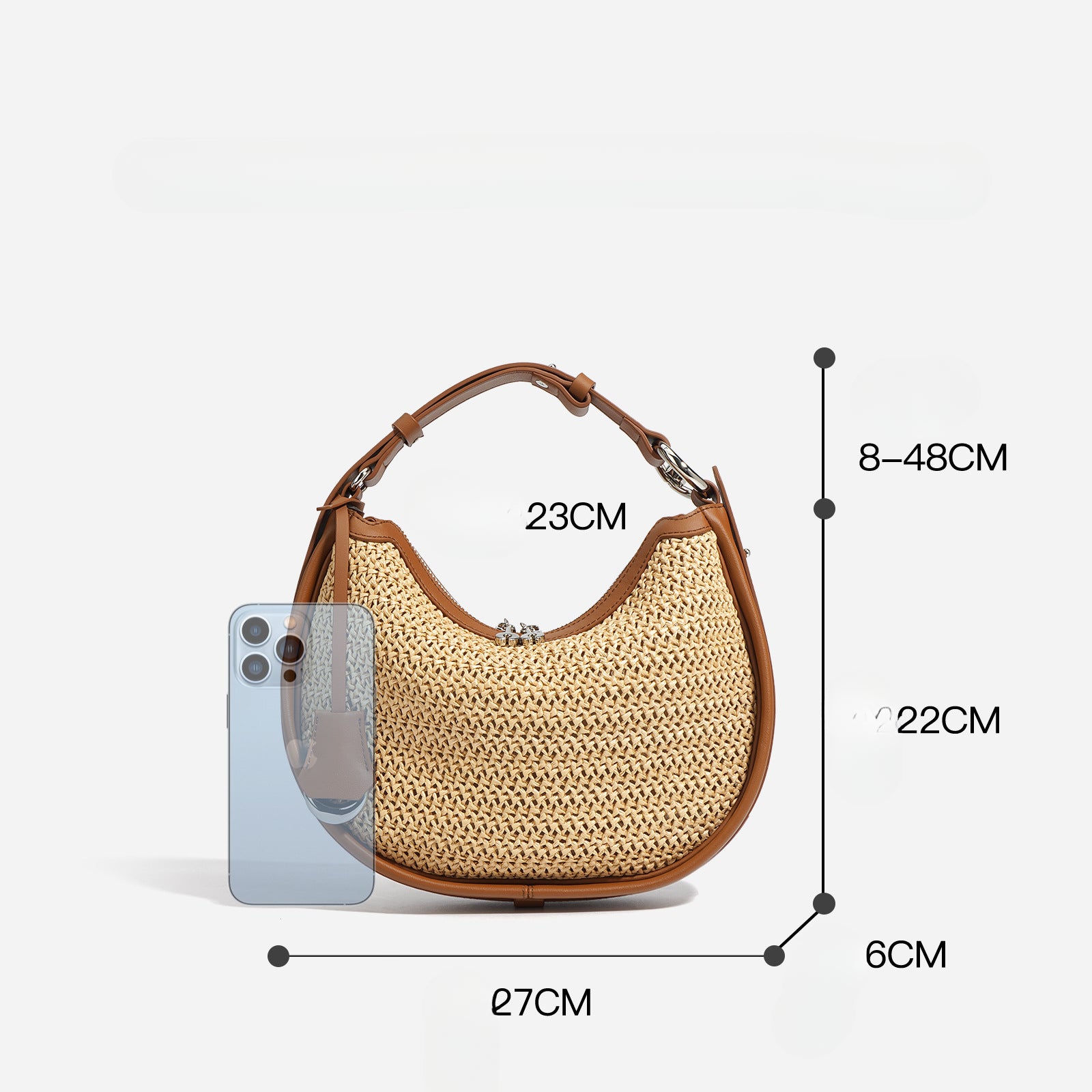 Woven Genuine Leather Crescent Bag-Handbags-White-Free Shipping Leatheretro