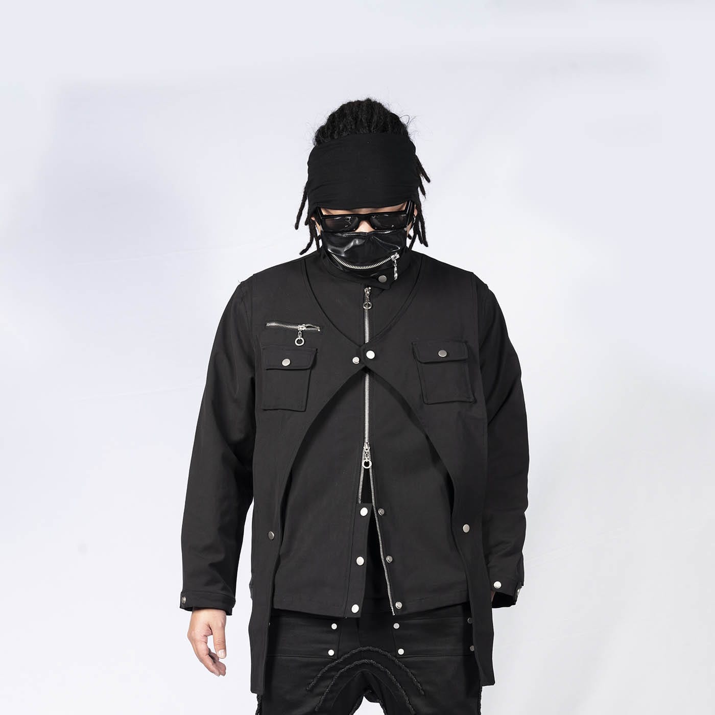 INSIDE OUT Arc Paneled Rivet Jacket-Jacket-S-Free Shipping Leatheretro