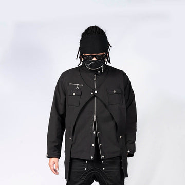 INSIDE OUT Arc Paneled Rivet Jacket-Jacket-S-Free Shipping Leatheretro