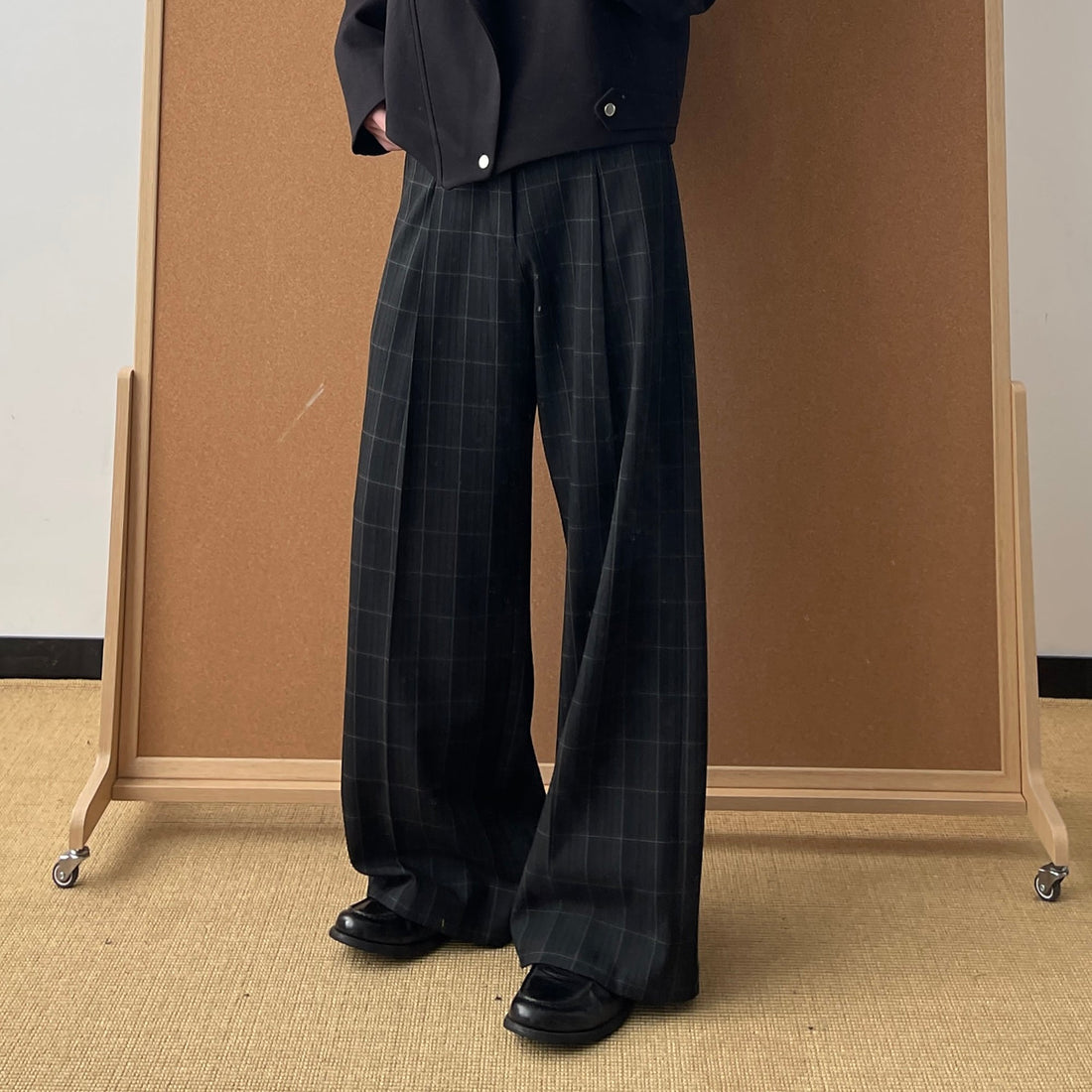 OKAYTHXBYE Retro Checks Pleated Trousers-Pants-S-Free Shipping Leatheretro