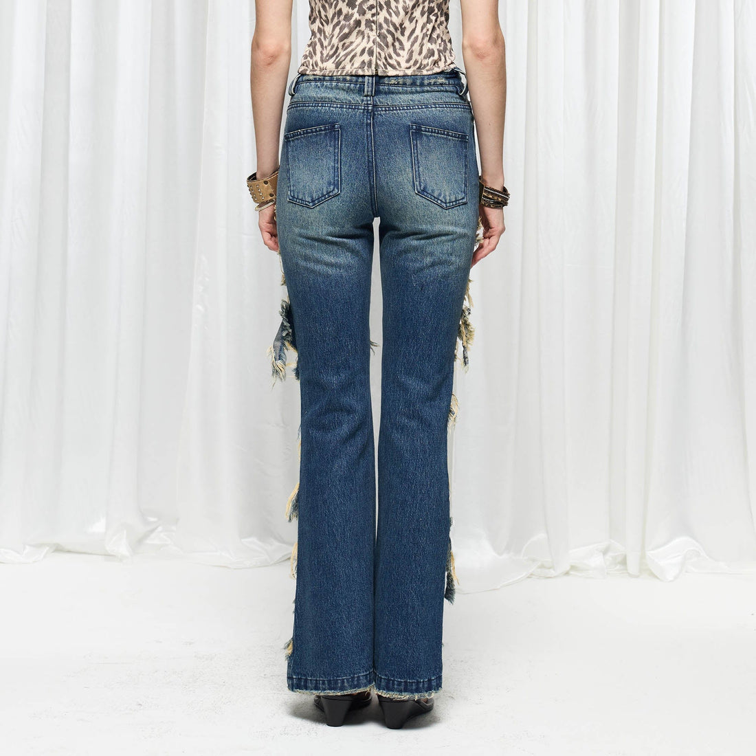 DND4DES¡ÁFaychui Grunge Heavy-Distressed Layered Flared Jeans-Jeans-S-Free Shipping Leatheretro