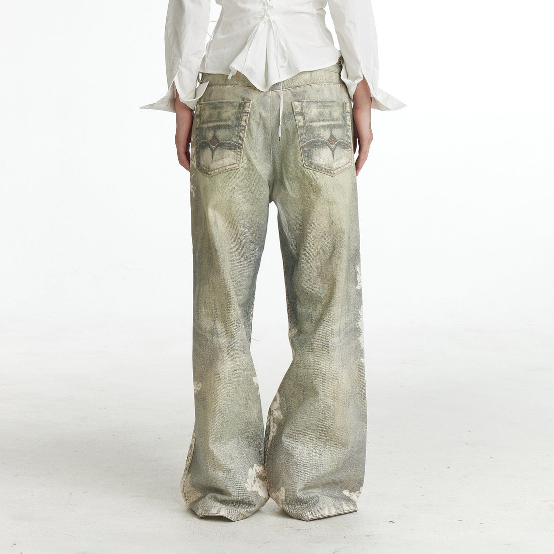 DND4DES¡ÁFaychui Distressed Gem&Lace Jeans-Jeans-S-Free Shipping Leatheretro