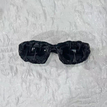Pi0neeR Venom Melt Dripped Resin Sunglasses Black-Sunglasses-One size-Free Shipping Leatheretro