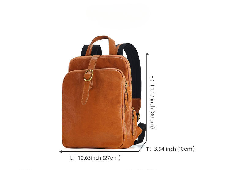Luxury Vintage Vegetable-Tanned Leather Backpack for Women-Backpack-Black-27*10*36cm-Free Shipping Leatheretro