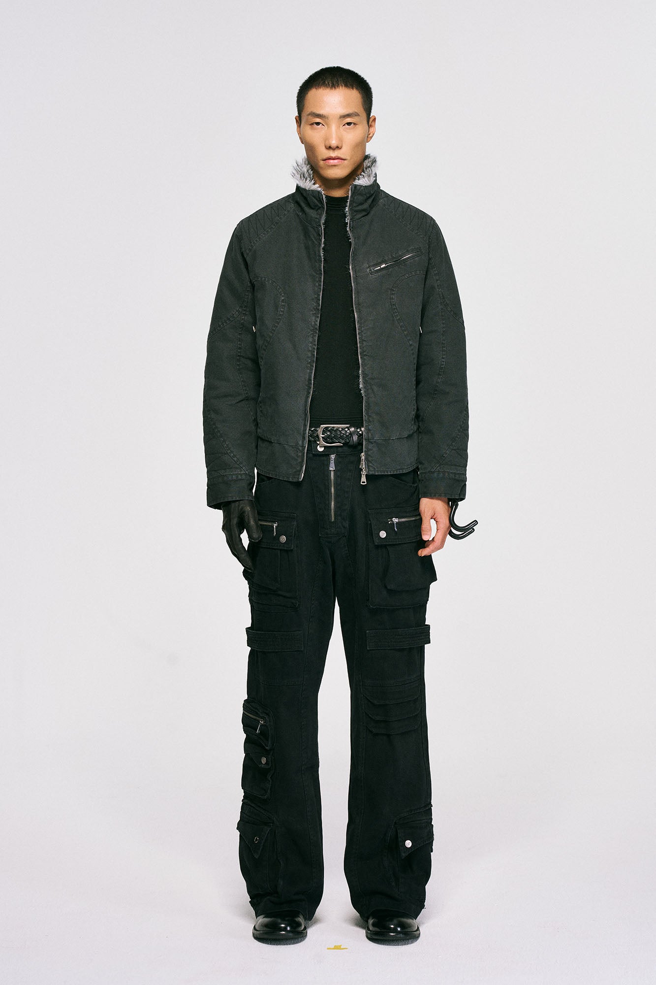 CATSSTAC Faux Fur Lining Washed Jacket-Jacket-M (Preorder)-Dark Gray-Free Shipping Leatheretro