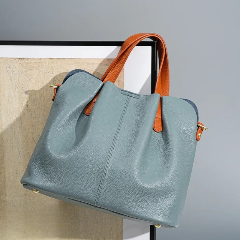 Genuine Leather Women Handbag-Handbags-Gray-Free Shipping Leatheretro