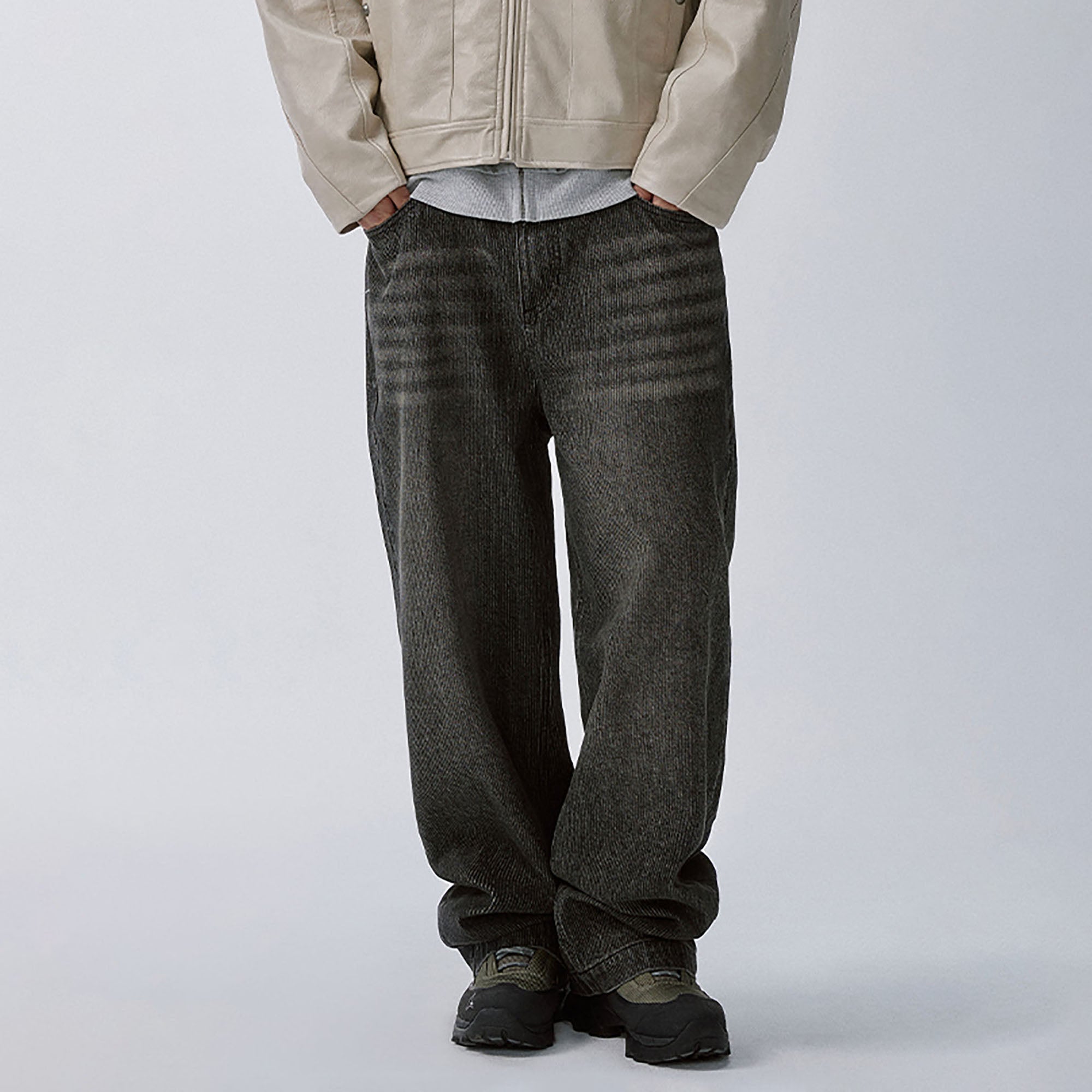 F2CE Retro Corduroy Logo Embroidery Straight-Leg Jeans-Jeans-S-Free Shipping Leatheretro